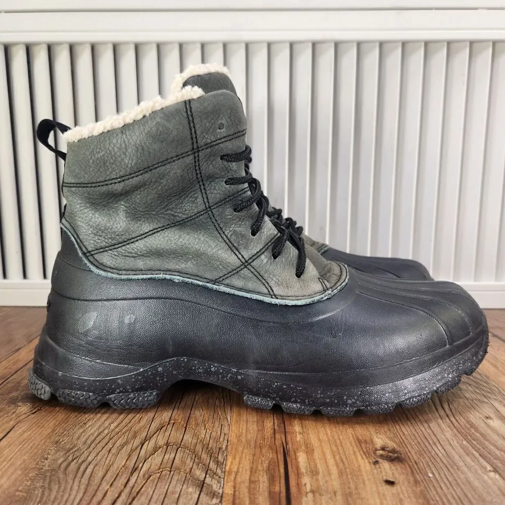 Sperry Duck Float Boots Men Sz 8M Green Leather Rubber Rain Lined Outdoors Ankle